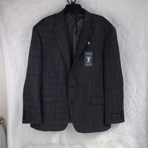 Tommy Hilfiger Trevor Modern Fit Stretch Brown Gray  Check Sport Coat Blazer 38L